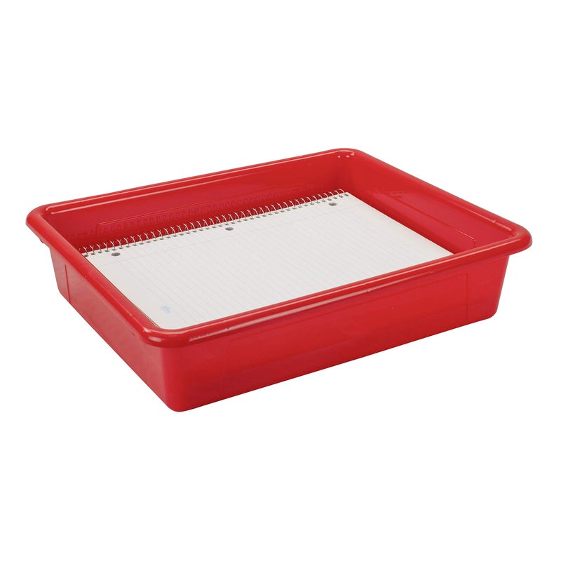 Storex Letter Size Flat Storage Tray â€“ Organizer Bin for Classroom, Office and Home, Red, 5-Pack (62518U05C) , 10 x 13 x 3 Inches - Image 5